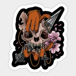 Skull cat Sticker